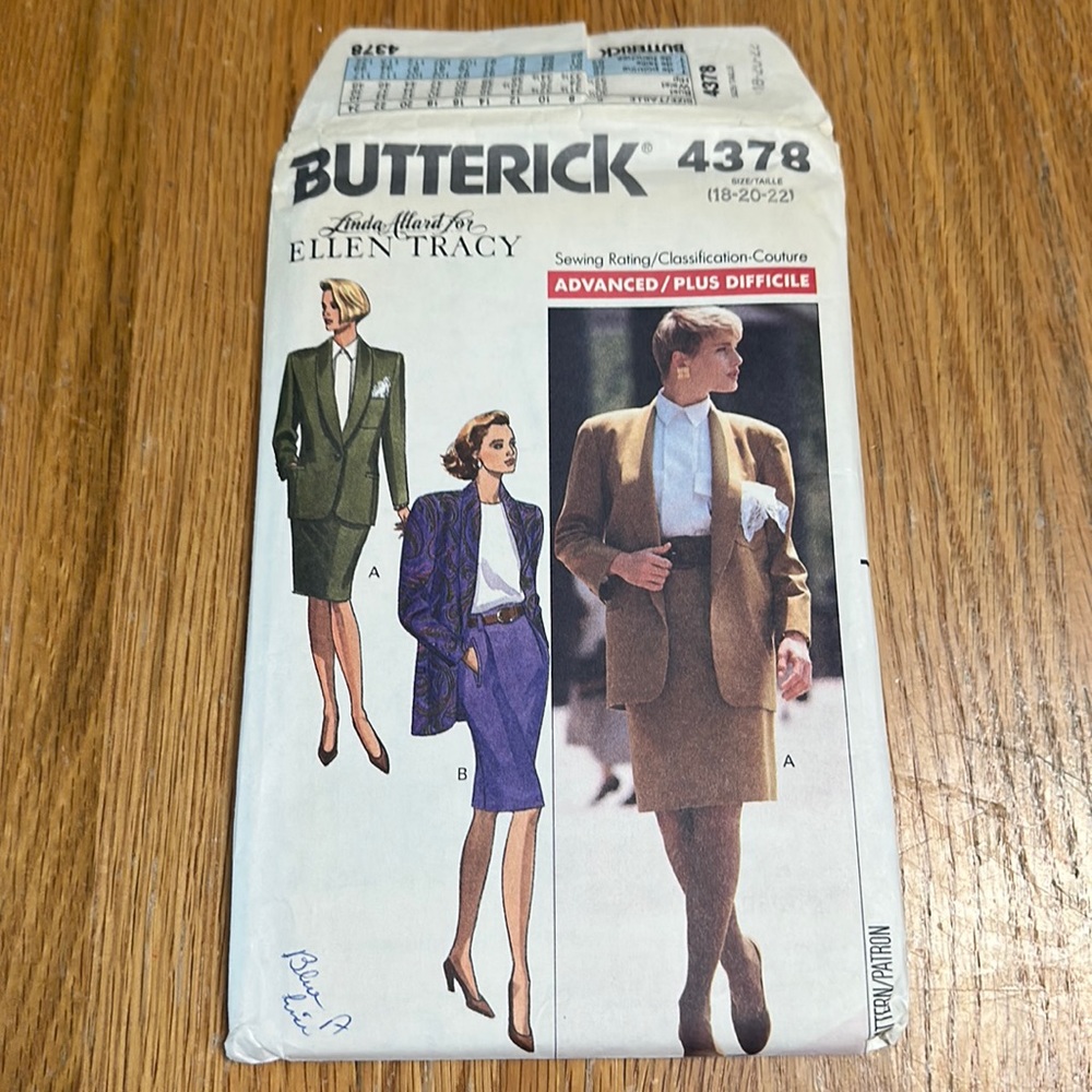 Vintage uncut sewing pattern misses skirt and jacket